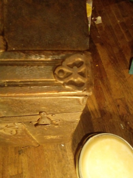 An old wooden chest.