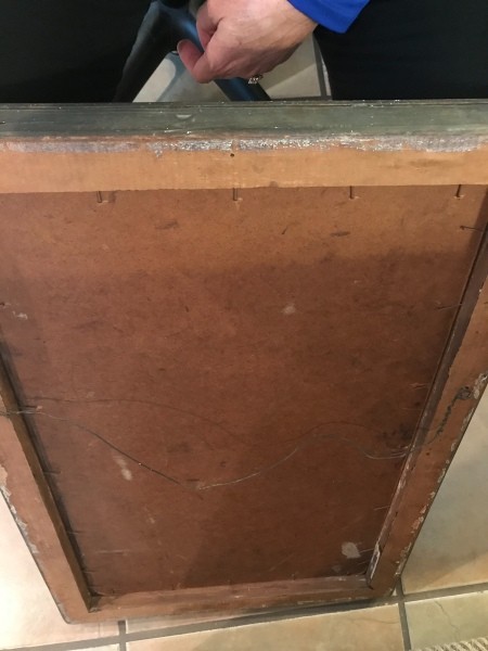 The back of a painting.