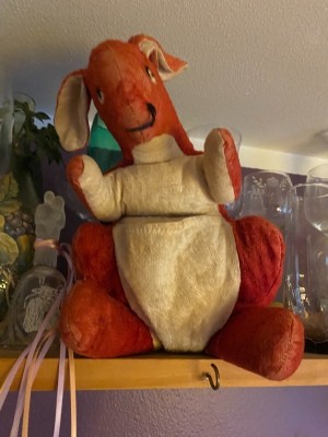 An old stuffed kangaroo.