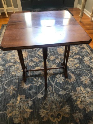 A drop leaf table at full size.