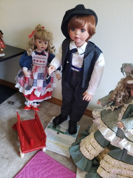 Collectible porcelain dolls.
