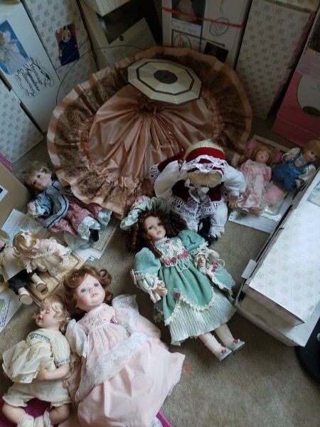 Collectible porcelain dolls.