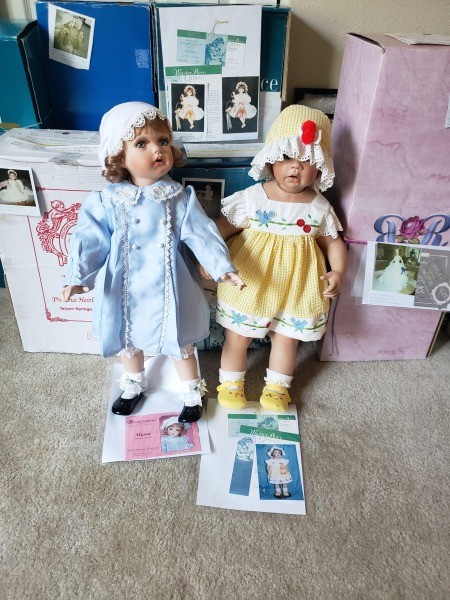 Collectible porcelain dolls.