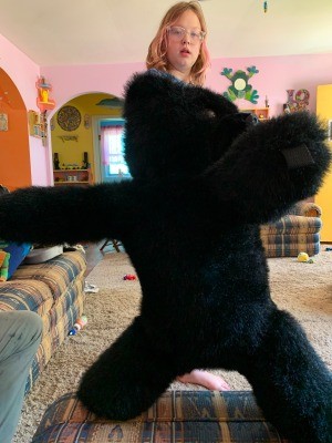 A stuffed black bear.
