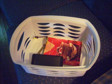 A laundry hamper to collect items.