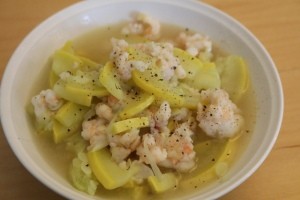 Yellow Zucchini Squash and Shrimp Soup