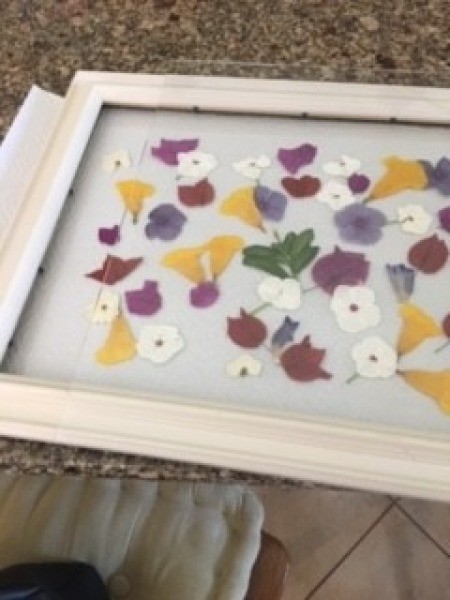 Arranging the flowers in a frame.