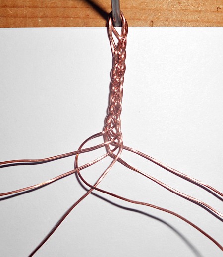 Weaving a ring shank out of copper.