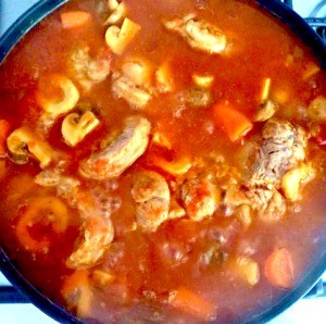 The completed pan of osso bucco.