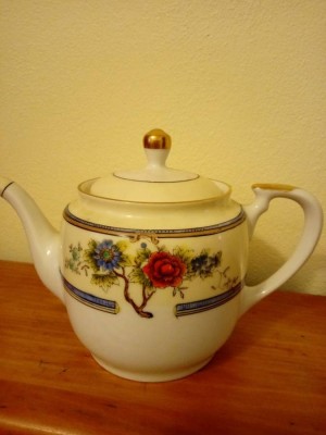 A decorative china teapot.