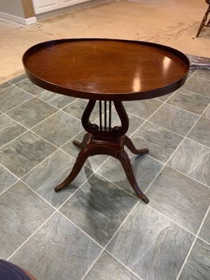 A small wooden table.