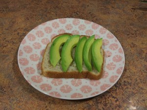 A slice of avocado toast.