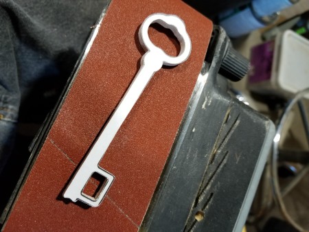 The cut out key shape.