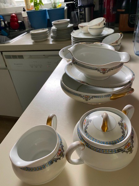 A set of china dishes.