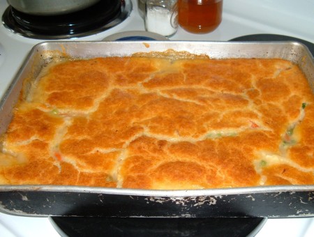 The baked pot pie.