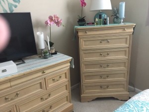 A bedroom dresser set.