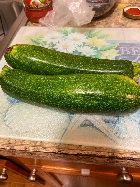 Two whole zucchinis.