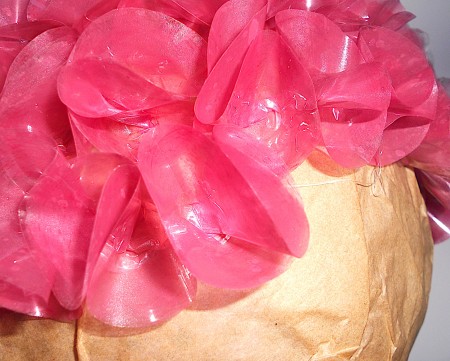 Attaching the folded circles to the paper.