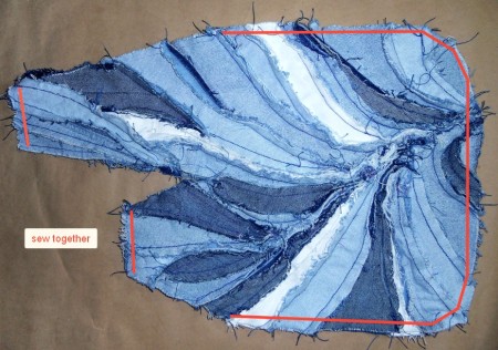 Sewing the outside of the bag.