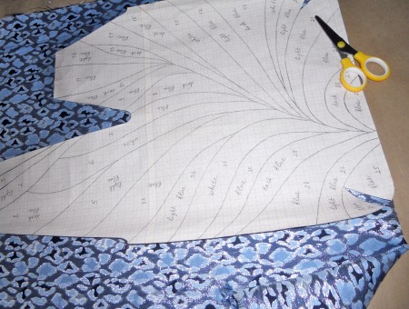 Cutting out the inside fabric.