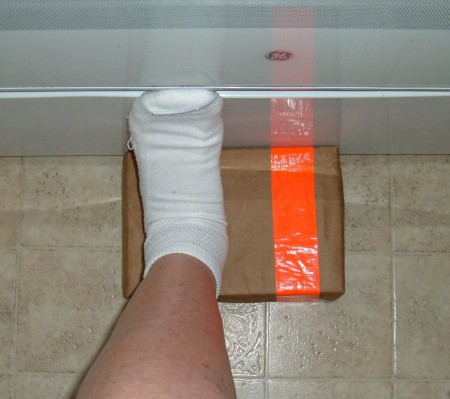 Using a thick book for step exercises