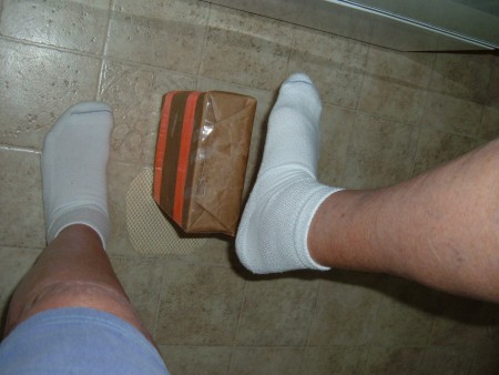 Using a thick book for step exercises