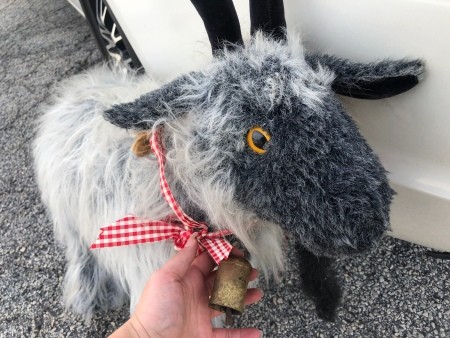 A goat stuffed animal.