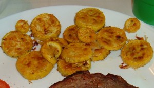 The squash rounds on a dinner plate.