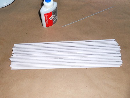 A collection of glued paper tubes.