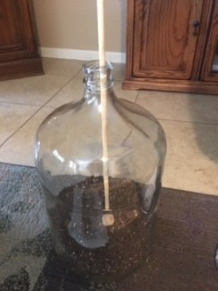 Using a stick to place the plants.