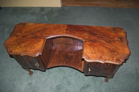 The desk from a top view.