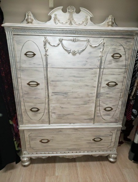 An old chest of drawers.