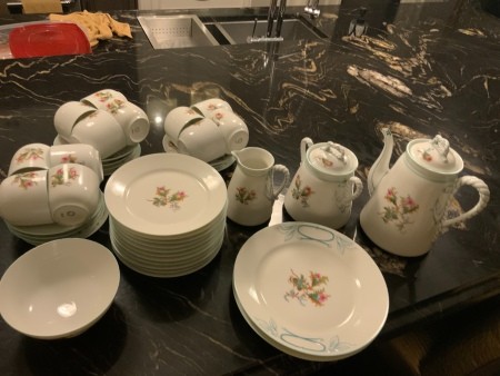 A collection of china dinnerware.