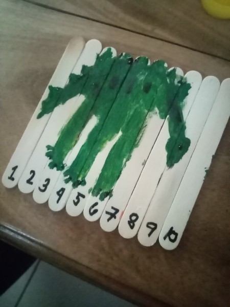 The completed dinosaur counting puzzle.