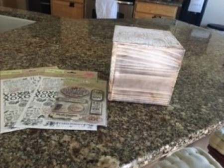 Stencils to place on the wooden box.