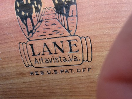 Lane manufacture label in cedar chest.