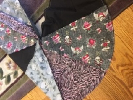 Sewing the tree skirt together.