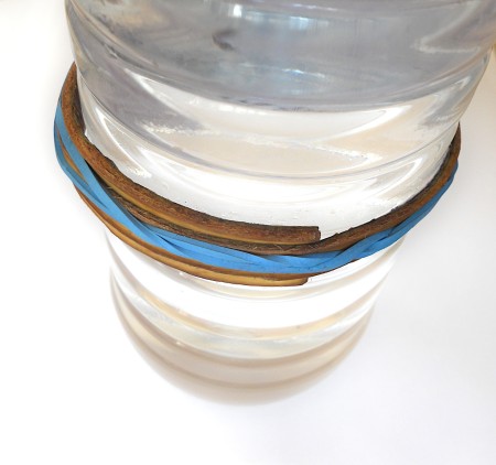 The bark wrapped around a bottle.