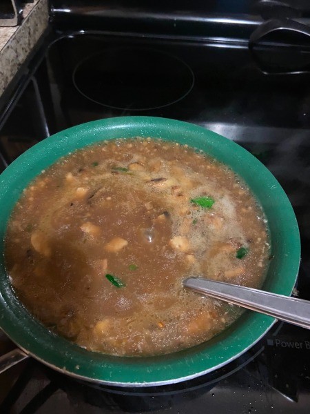 Making a gravy for the meatloaf.