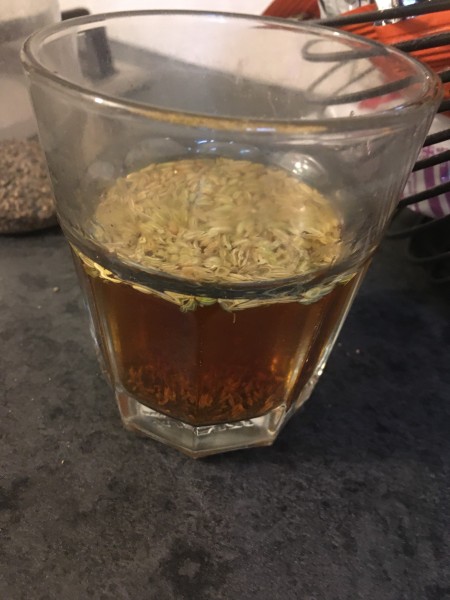 Making the marinade.