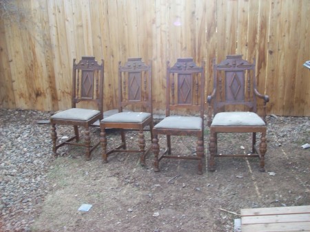 Four dining chairs.