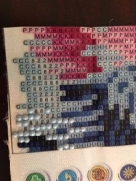 Placing the beads on a pattern.