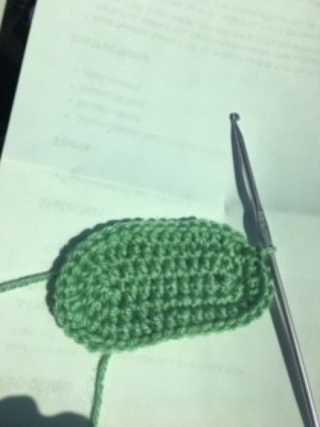 Continuing to crochet the booties.