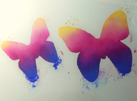 Painting the butterflies.