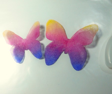 Covering the butterflies in glue.