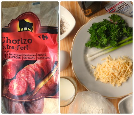 Ingredients for chorizo cheese Muffins