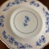 A blue and white china plate.
