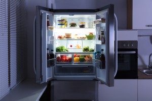 An open refrigerator.