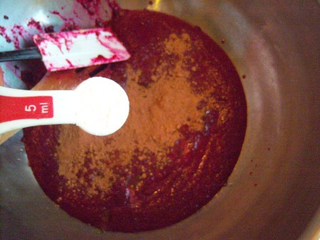 Adding ingredients to the bowl.