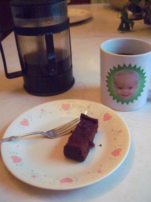 A slice of Almond Flour Chocolate Beet Cake